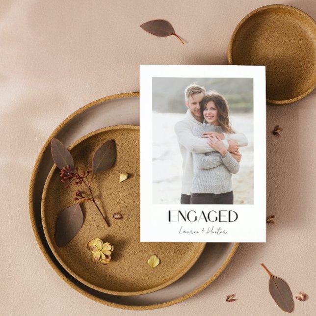 Faire-part Simple moderne 2 photo Script Engagement (Engaged & Excited! Join Us for the Party 🥂💍 [Personalize Here])