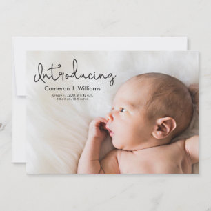 Faire-part Simple moderne Introduire Script Baby photo