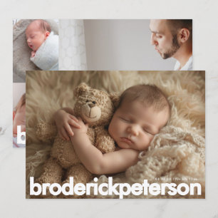 Faire-part Simple Moderne Photo de Naissance de Nouveau-né