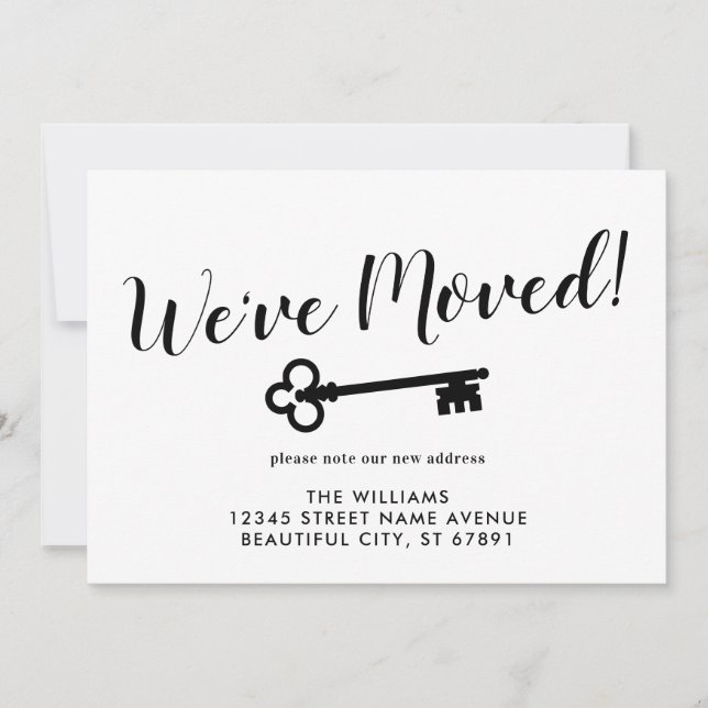 Faire-part Simple Nous avons déplacé la clé Nouvelle adresse  (Devant)