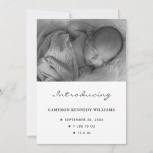 Faire-part Simple nouveau-né mignon photo personnalisée Bonjo