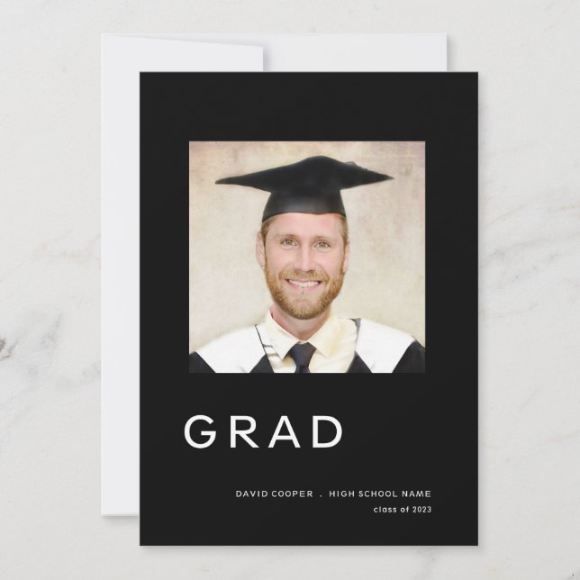 Faire-part Simple Photo Graduation 2024 Noir (Devant)
