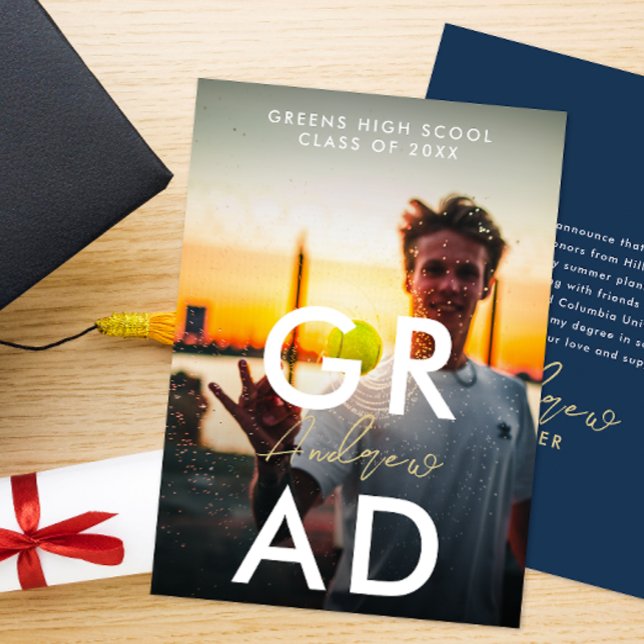 Faire-part Simple Photo Moderne De Graduation Et Typographie  (Créateur téléchargé)
