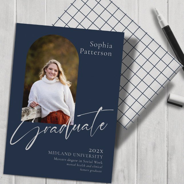 Faire-part Simple photo Navy Greray College (Créateur téléchargé)