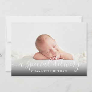 Faire-part Simple Photo Script Bébé Fille Naissance Rose