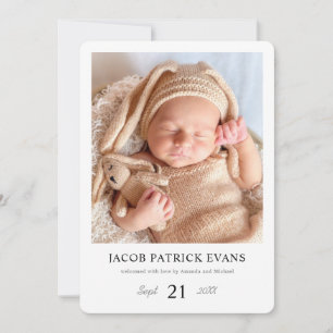 Faire-part Simple Stylish Modern Borders Custom Photo Birth