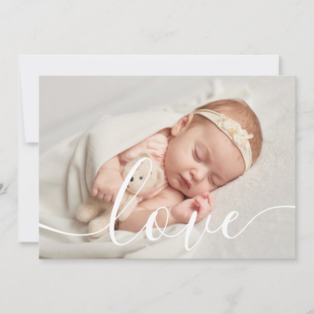 Faire-part Simplement Élégant Script Love Baby Photo Birth (Devant)