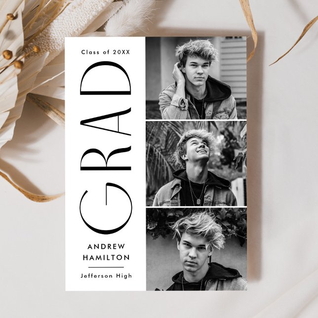 Faire-part Simplicité moderne 3 Photo Collage Graduation (Créateur téléchargé)