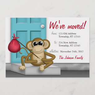 Faire-part Singe mignon sur le seuil - annonces mobiles