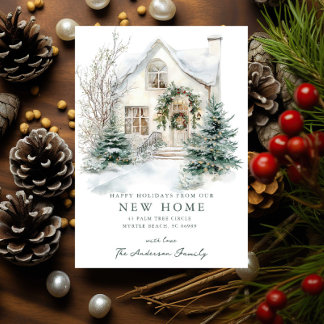 Faire-part Snowy Cottage Christmas New Home Card