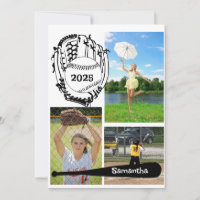 Softball/Baseball 3 Photo Collage Blanc