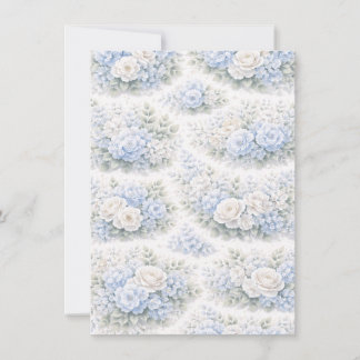 Faire-part SoftBlue Floral Pattern Elegant Romantic Botanical