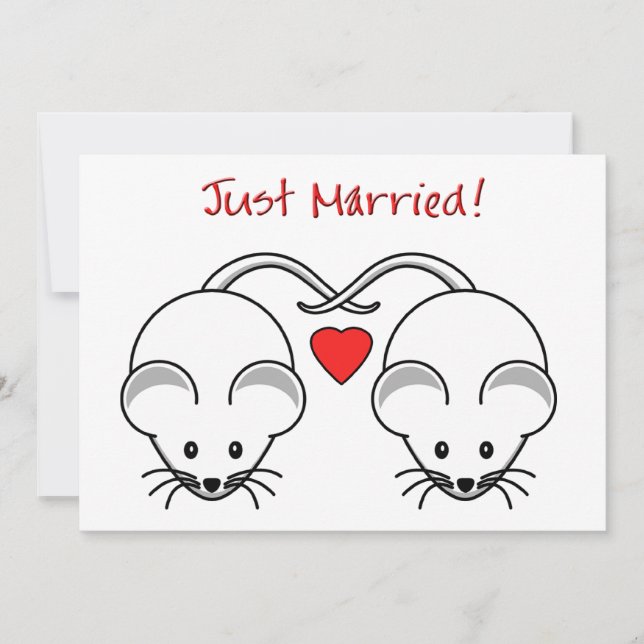 Faire-part Souris de mariage blanches (Devant)