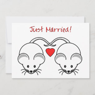 Faire-part Souris de mariage blanches
