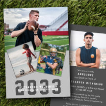 Sporty Guy Modern Bold Script 4 Photo Graduation