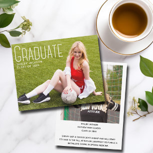Faire-part Sporty Script Overlay Graduate Photo Graduate