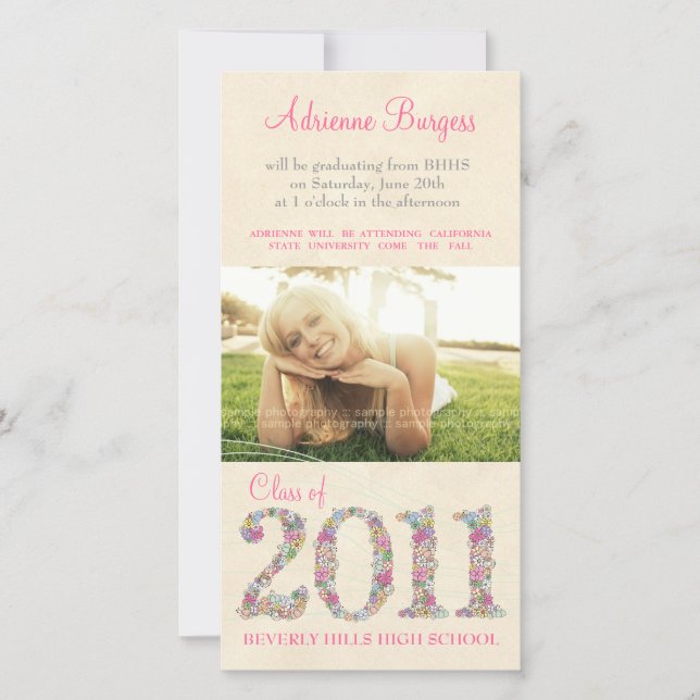 Faire-part Spring Blossoms de la classe de 2011 Graduation Ph (Devant)