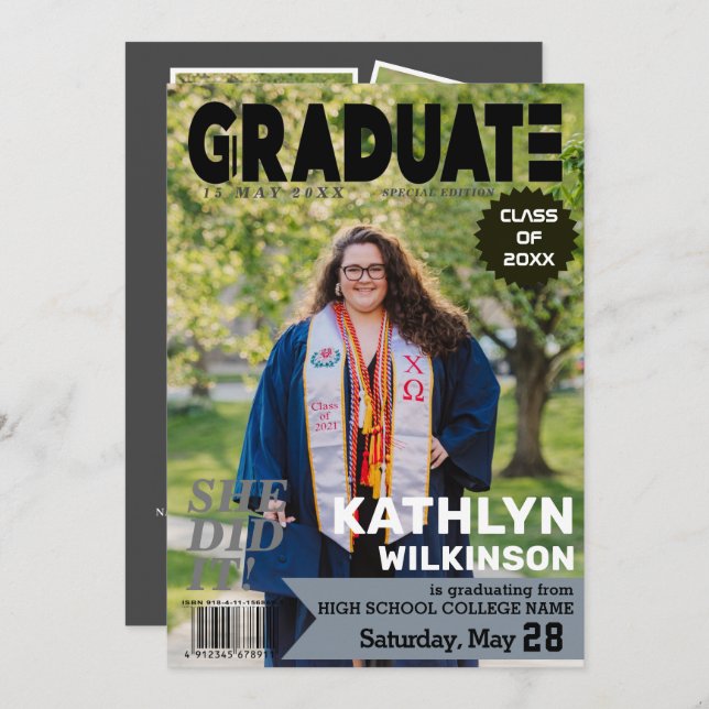 Faire-part Style de couverture de magazine moderne 5 photo (Devant / Derrière)