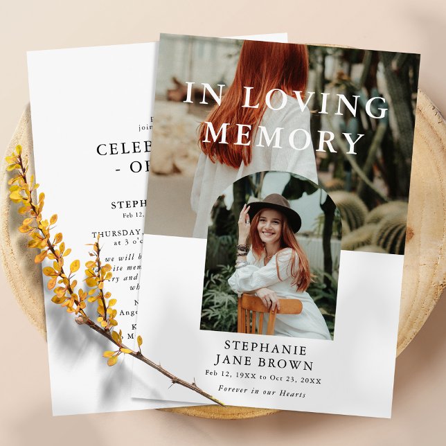 Faire-part Stylish Minimal 2 Photo Funeral Memorial (Créateur téléchargé)