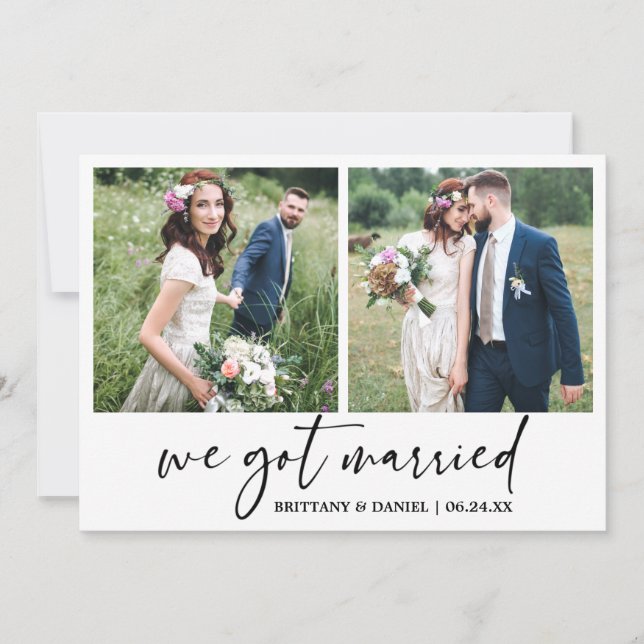 Faire-part Stylo à encre Calligraphie moderne 2 Mariage photo (Devant)