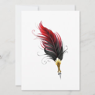 Faire-part Stylo rouge en plumes avec nib or