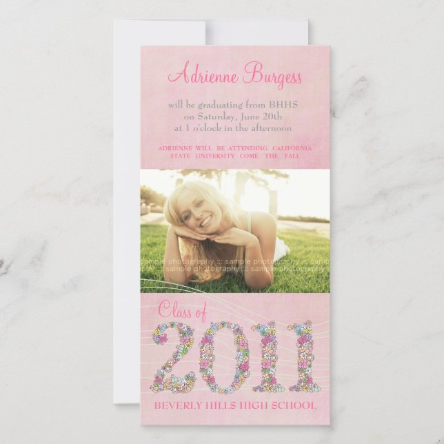Faire-part Summer Blossoms de la classe de 2011 Graduation Ph (Devant)