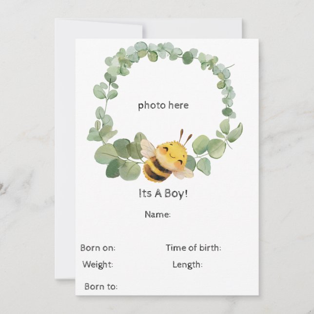 Faire-part Sweet Bee Birth (Devant)
