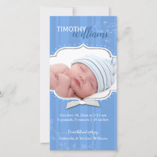 Faire-part Swirling Stripe Baby Boy Photo Annonces de naissan