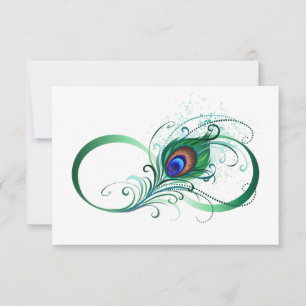 Faire-part Symbole d'infini avec plume de paon