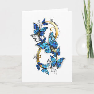 Faire-part Symbole infini de papillons Morpho bleus