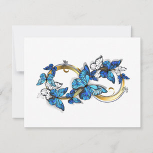 Faire-part Symbole infini de papillons Morpho bleus