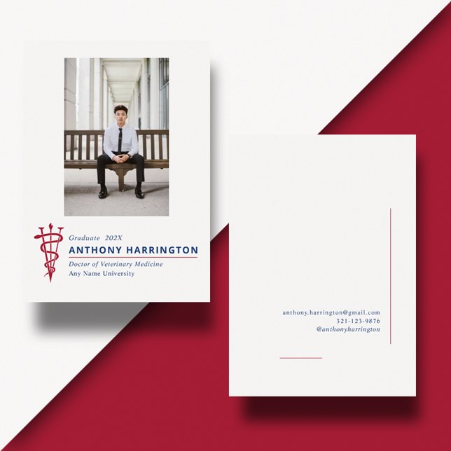 Faire-part Symbole photo vétérinaire Rouge Bleu (Créateur téléchargé)