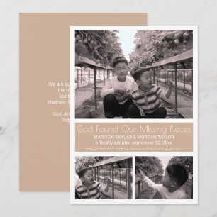 Faire-part Tan Moderne Minimaliste Adoption Enfant 3 Photo