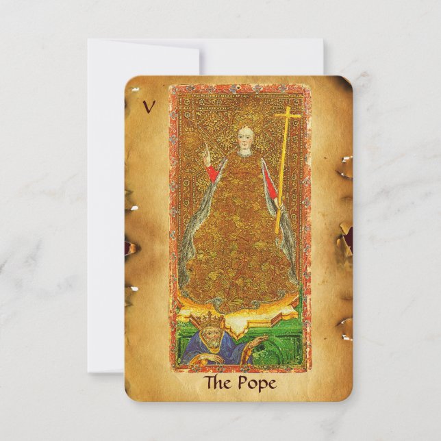 Faire-part TAROTS DE RENAISSANCE ANTIQUE 5 / LE PAPE ( Foi ) (Devant)