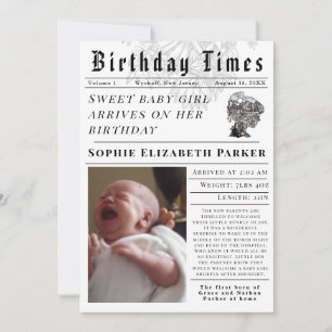 Faire-part Temps d'anniversaire Naissance Nouveau-né