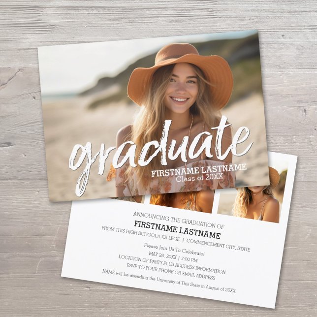 Faire-part tendance avec 4 photos (Graduation Announcement and Party Invitation)