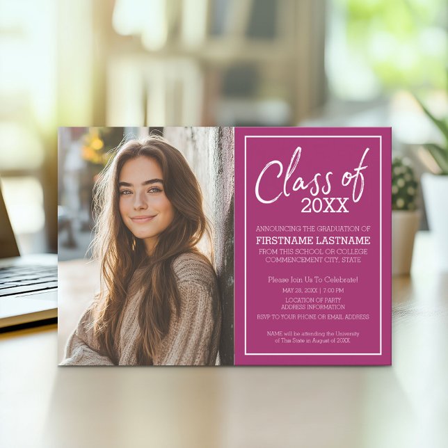 Faire-part tendance Berry Polka Graduation Party (Modern Graduation Announcement and Party Invitation)