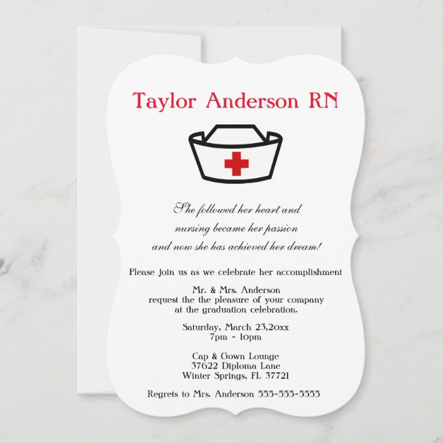 Faire-part tendance de l'école de soins infirmiers (Devant)