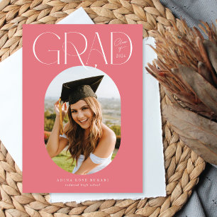 Faire-part tendance Oval One Photo Rose