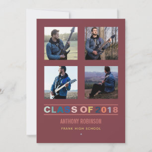 Faire-part Tendances des couleurs 2018 Graduation Photo Colla