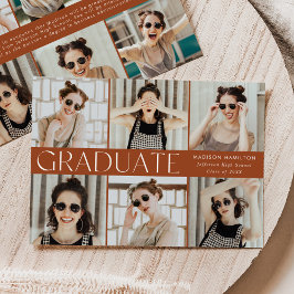 Faire-part Teracotta classique moderne 12 Photo Graduation