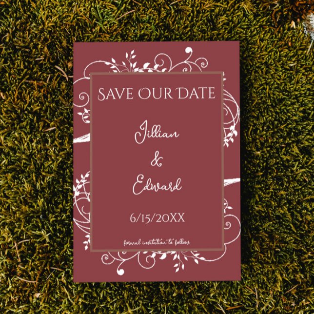Faire-part Terracotta Flourish Enregistrer La Date Annonce (Terracotta Flourish Save the Date Wedding Announcement)