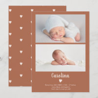 Terracotta simple script coeur 2 photos naissance 