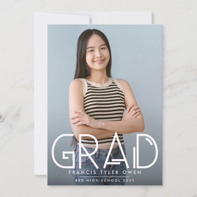 Faire-part Texte contemporain GRAD avec photo | Classe de (Devant)
