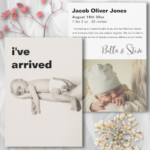 Faire-part Texte moderne Je suis arrivée Photo Baby Faire-par