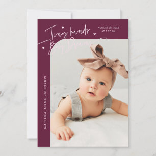 Faire-part Texte Petit Mains Grands Rêves Photo Cranberry Nai