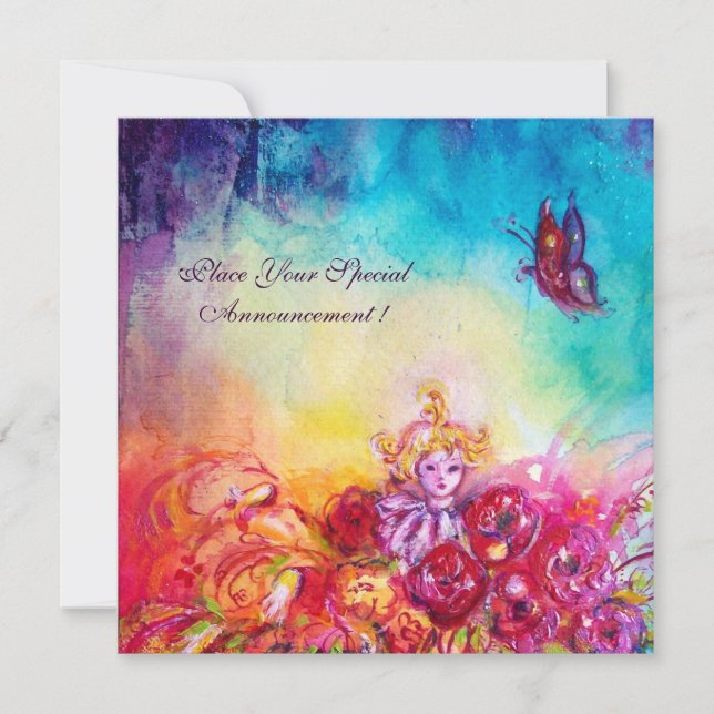 FAIRE-PART THUMBELINA, PANIER À FLEURS ET BOUTEILLE (Devant)