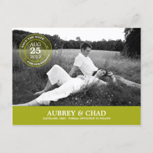 Faire-part Timbre Stylish Enregistrer La Date Carte Postale (