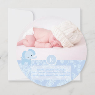 Faire-part Toile bleue + éléphant de PixDezines