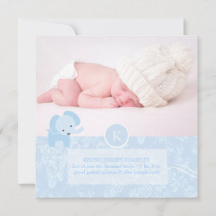 Faire-part Toile bleue+éléphant de PixDezines